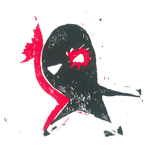 uma balaclava preta com realces a vermelho